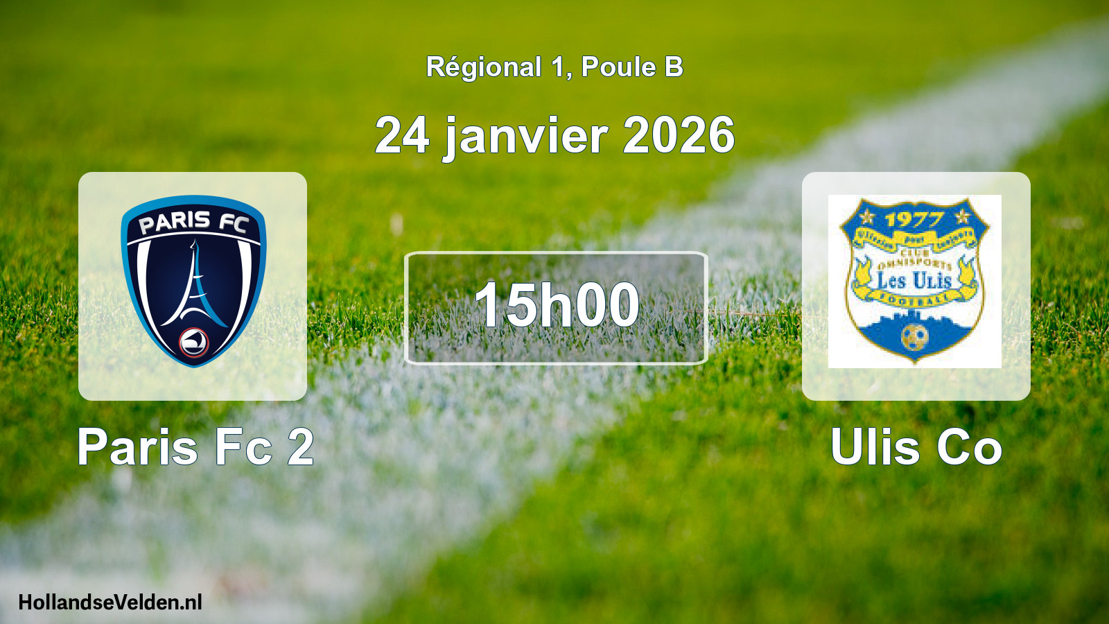 Scheduled Match: Paris Fc 2 - Ulis Co (24 January 2026)