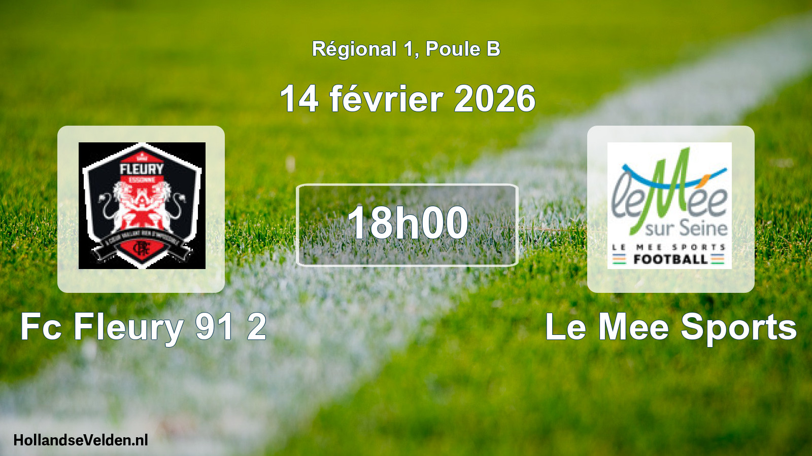 Geplande wedstrijd: Fc Fleury 91 2 - Le Mee Sports (14 februari 2026)