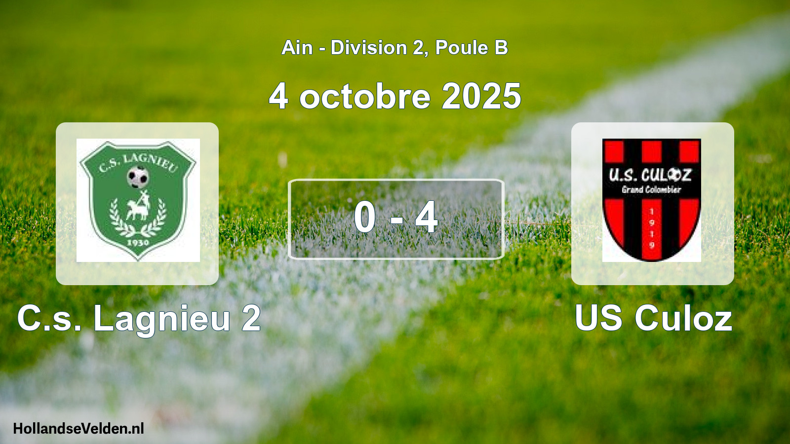 Gespeelde wedstrijd: C.s. Lagnieu 2 - US Culoz 0 - 4 (4 oktober 2025)
