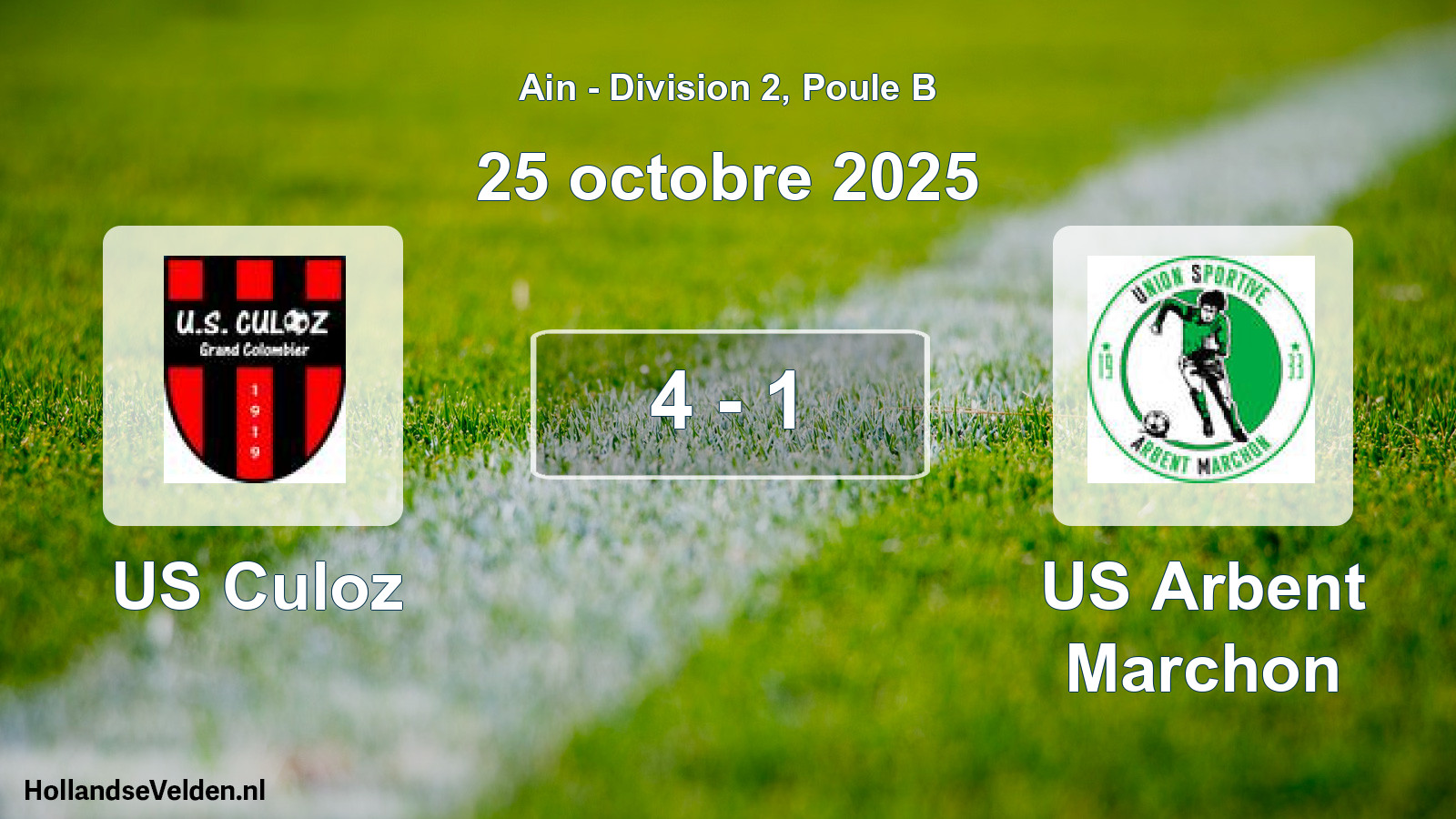 Gespeelde wedstrijd: US Culoz - US Arbent Marchon 4 - 1 (25 oktober 2025)