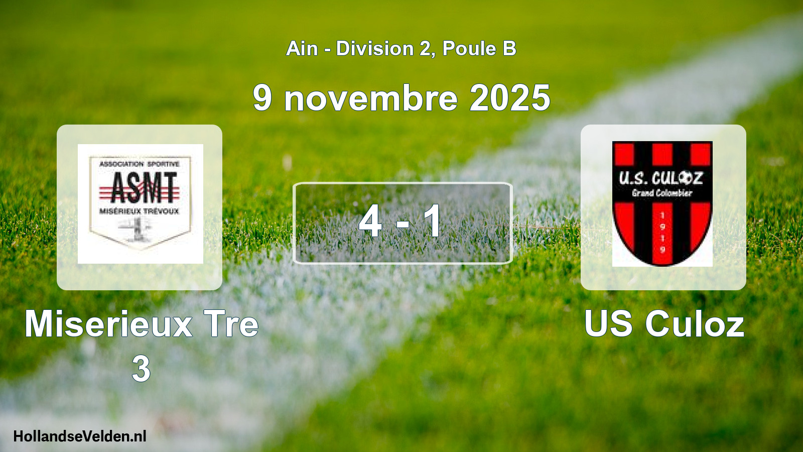 Match joué: Miserieux Tre 3 - US Culoz 4 - 1 (9 novembre 2025)