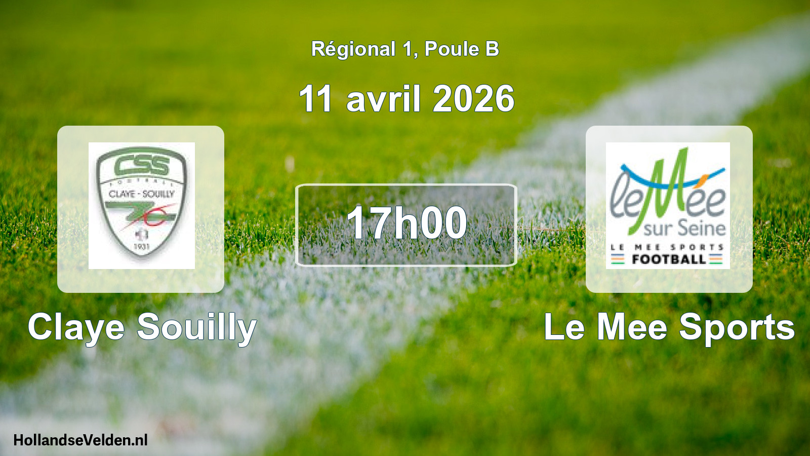 Geplande wedstrijd: Claye Souilly - Le Mee Sports (11 april 2026)