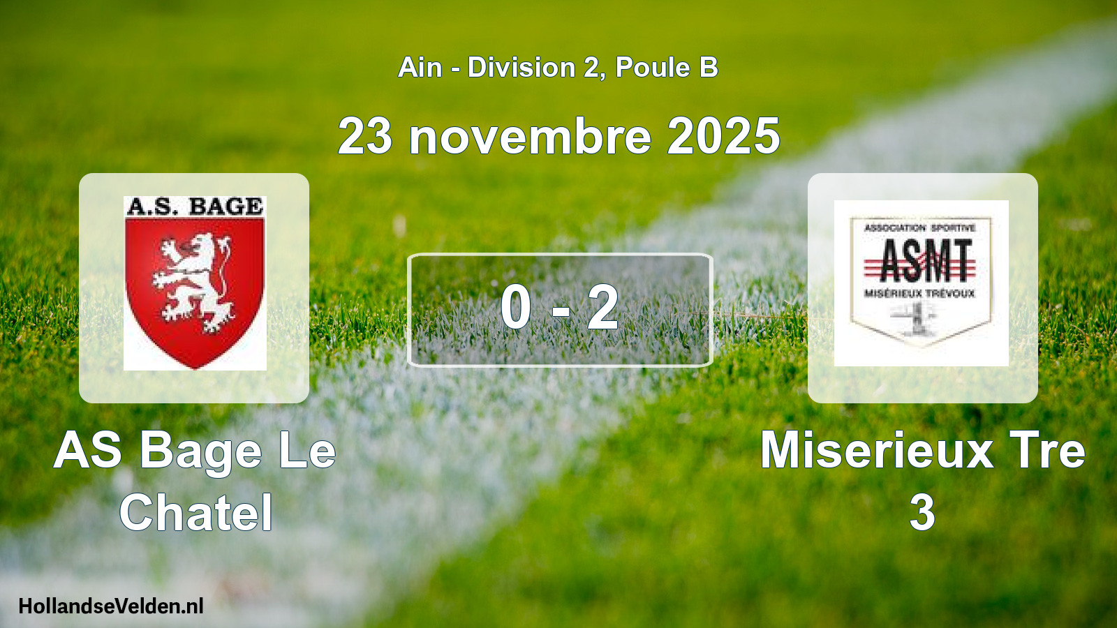 Gespeelde wedstrijd: AS Bage Le Chatel - Miserieux Tre 3 0 - 2 (23 november 2025)