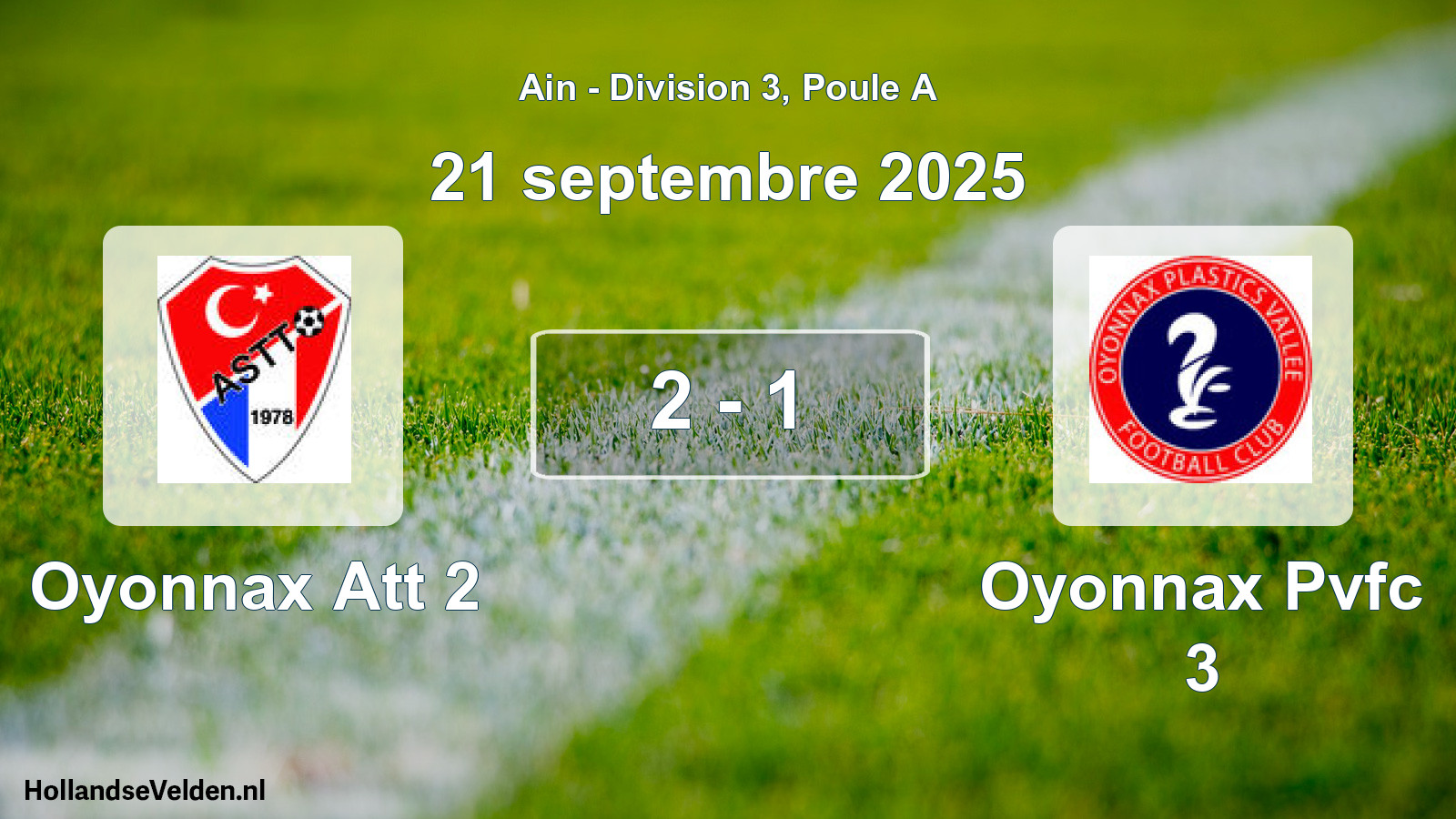 Gespeelde wedstrijd: Oyonnax Att 2 - Oyonnax Pvfc 3 2 - 1 (21 september 2025)