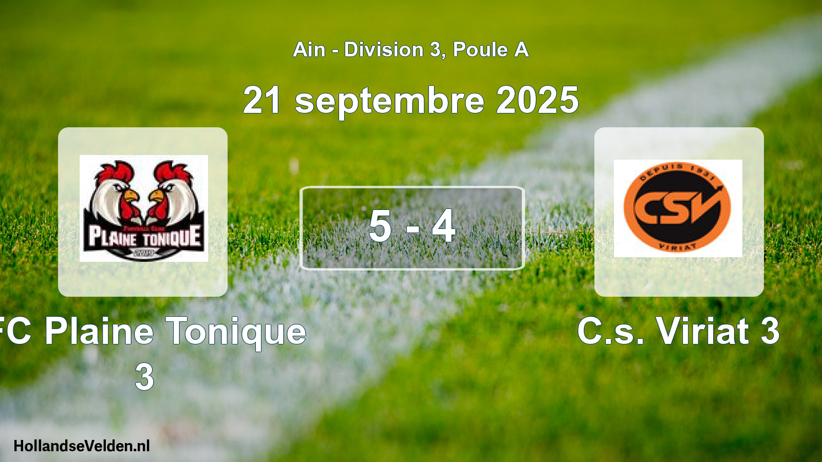 Gespeelde wedstrijd: FC Plaine Tonique 3 - C.s. Viriat 3 5 - 4 (21 september 2025)