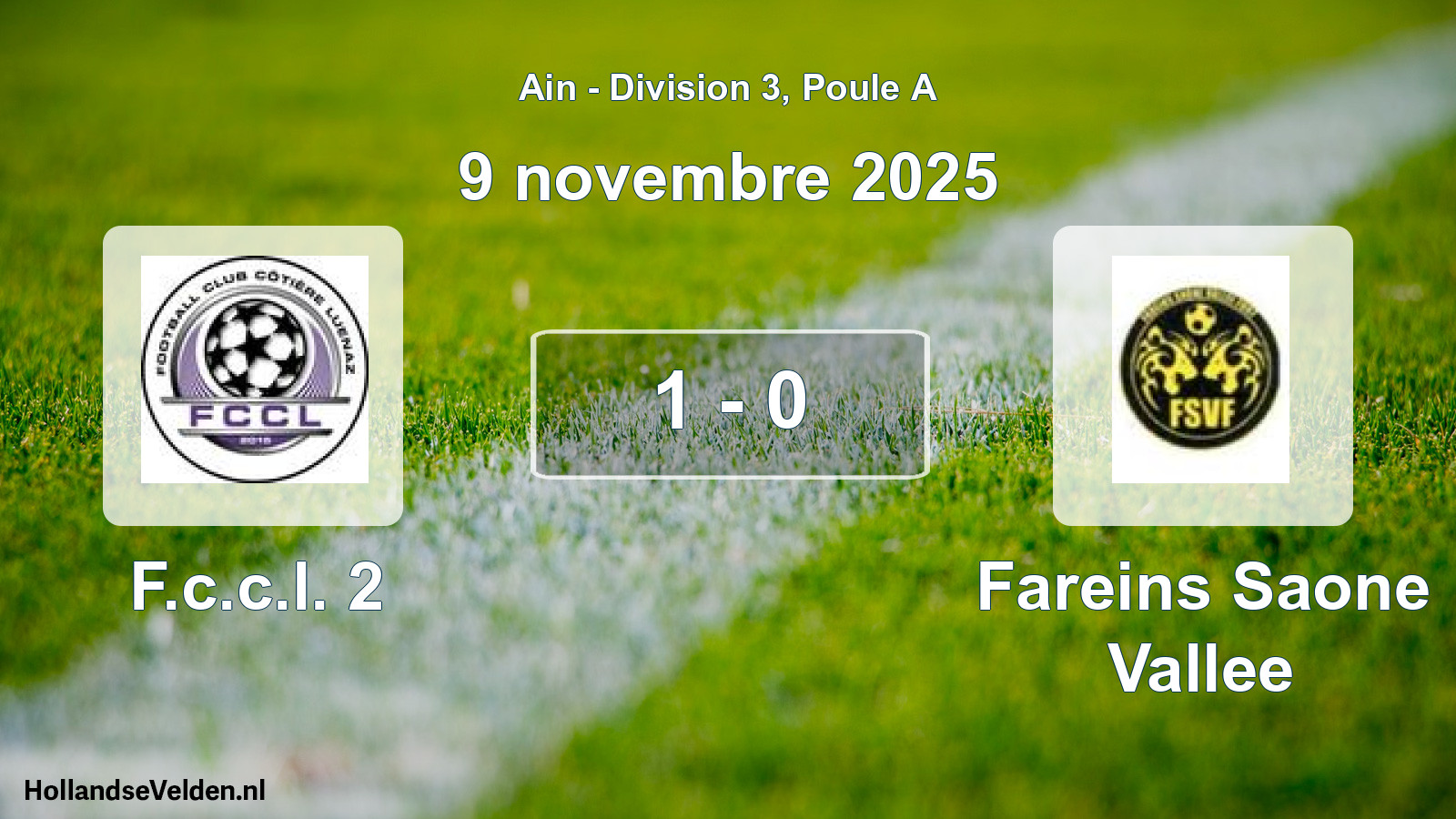 Gespeelde wedstrijd: F.c.c.l. 2 - Fareins Saone Vallee 1 - 0 (9 november 2025)