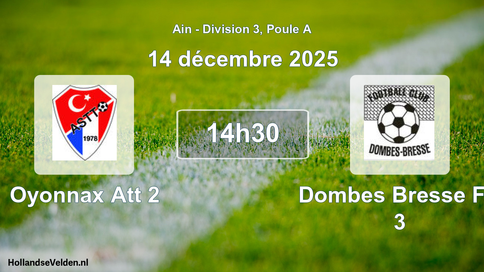 Match programmé: Oyonnax Att 2 - Dombes Bresse FC 3 (14 décembre 2025)