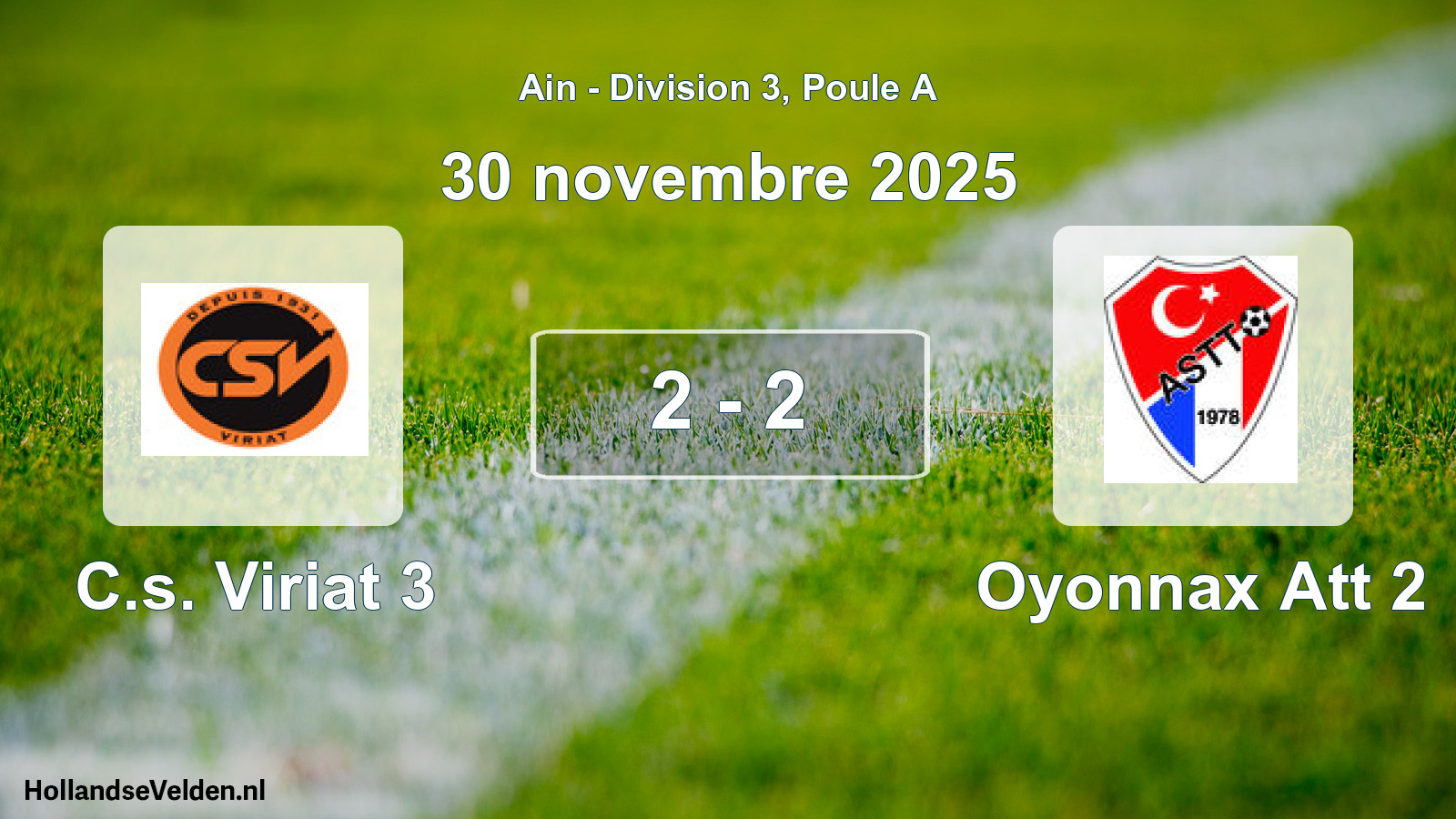 Gespeelde wedstrijd: C.s. Viriat 3 - Oyonnax Att 2 2 - 2 (30 november 2025)