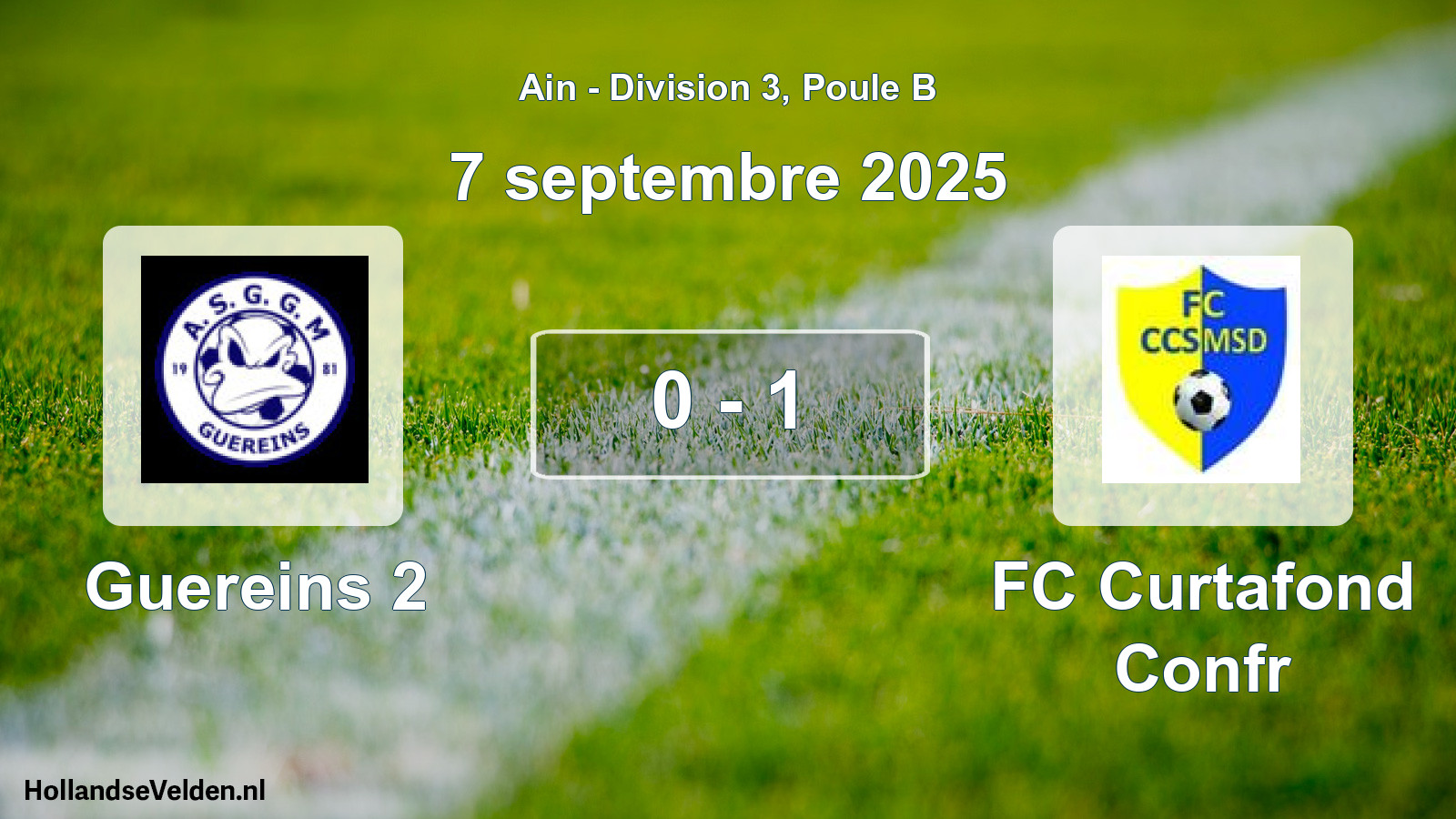 Gespeelde wedstrijd: Guereins 2 - FC Curtafond Confr 0 - 1 (7 september 2025)
