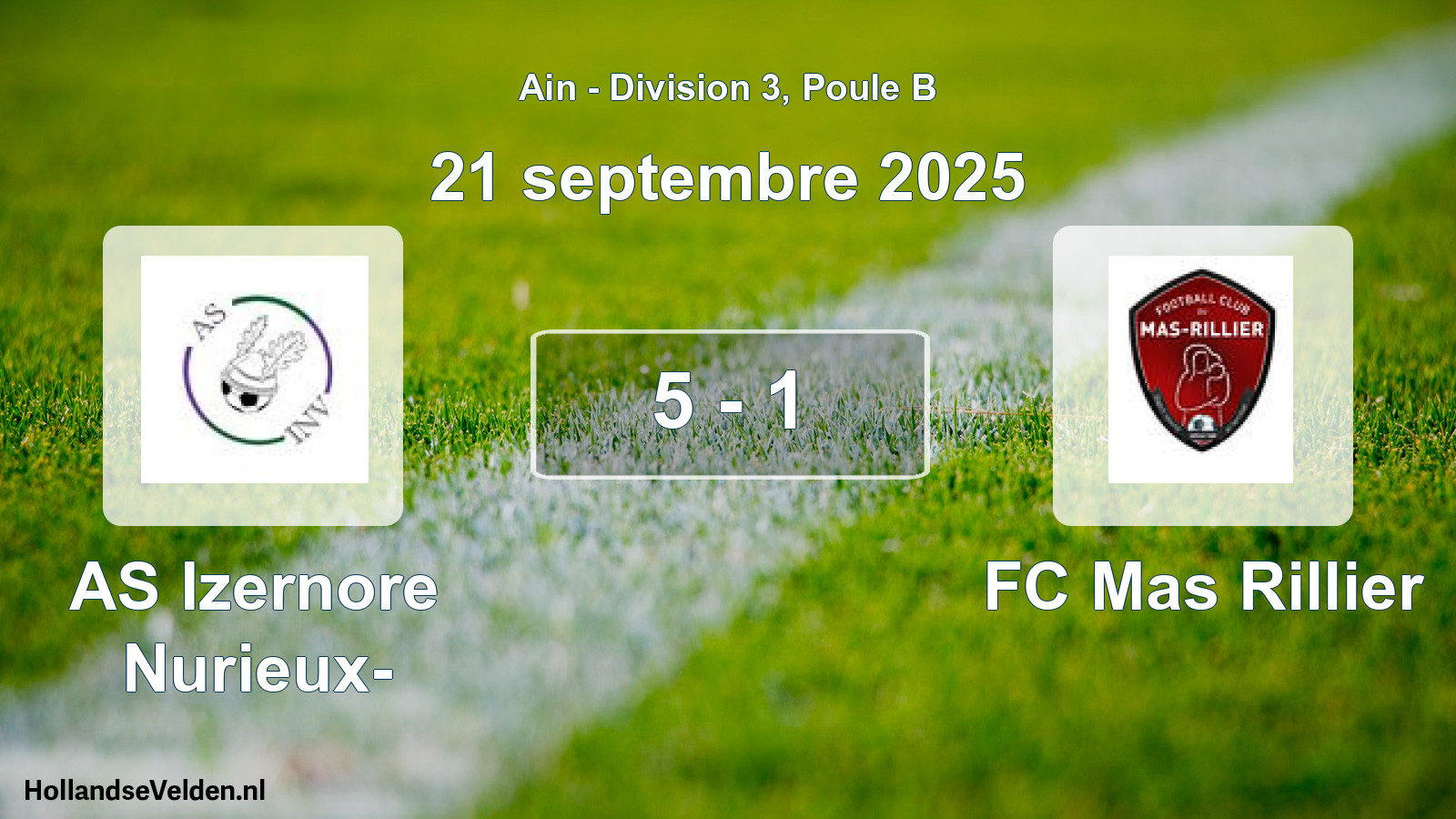 Match joué: AS Izernore Nurieux- - FC Mas Rillier 5 - 1 (21 septembre 2025)