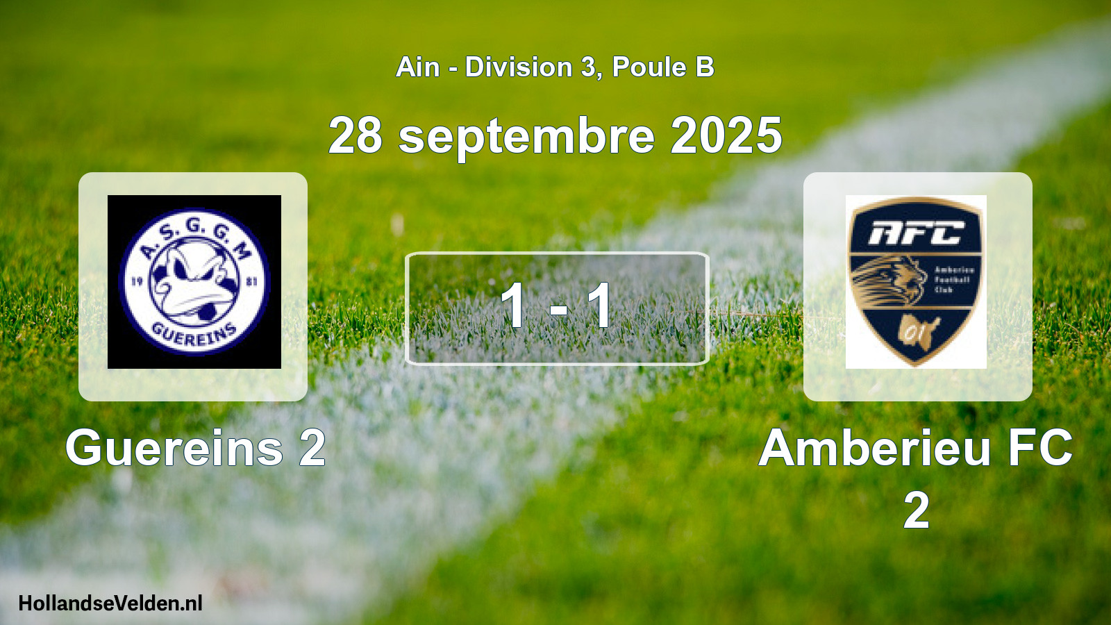 Gespeelde wedstrijd: Guereins 2 - Amberieu FC 2 1 - 1 (28 september 2025)