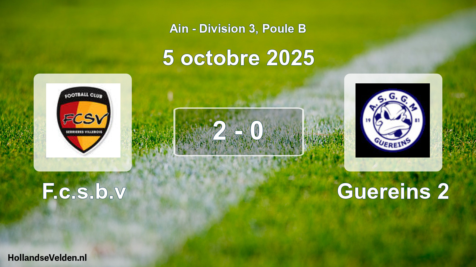 Gespeelde wedstrijd: F.c.s.b.v - Guereins 2 2 - 0 (5 oktober 2025)