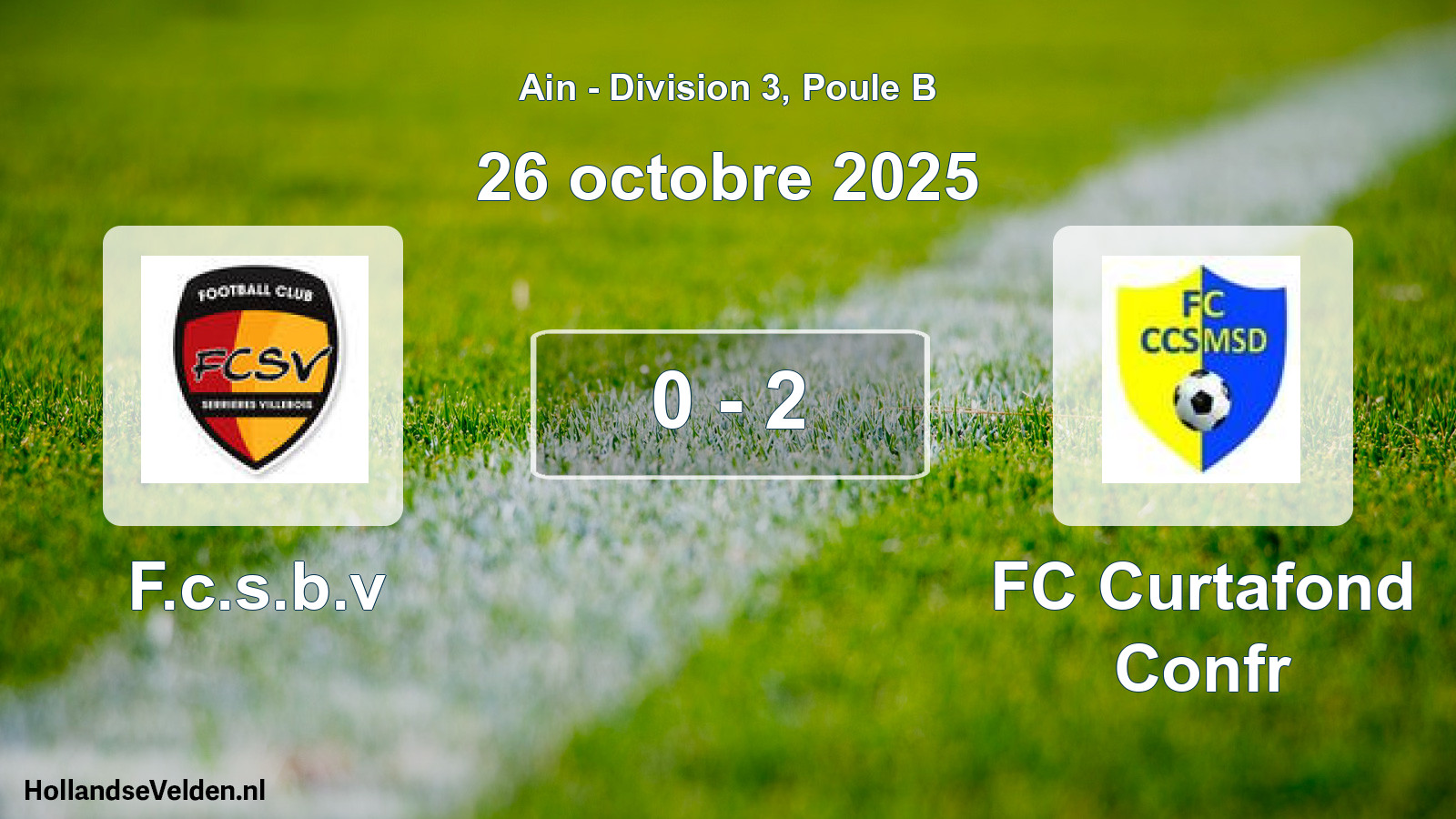 Gespeelde wedstrijd: F.c.s.b.v - FC Curtafond Confr 0 - 2 (26 oktober 2025)