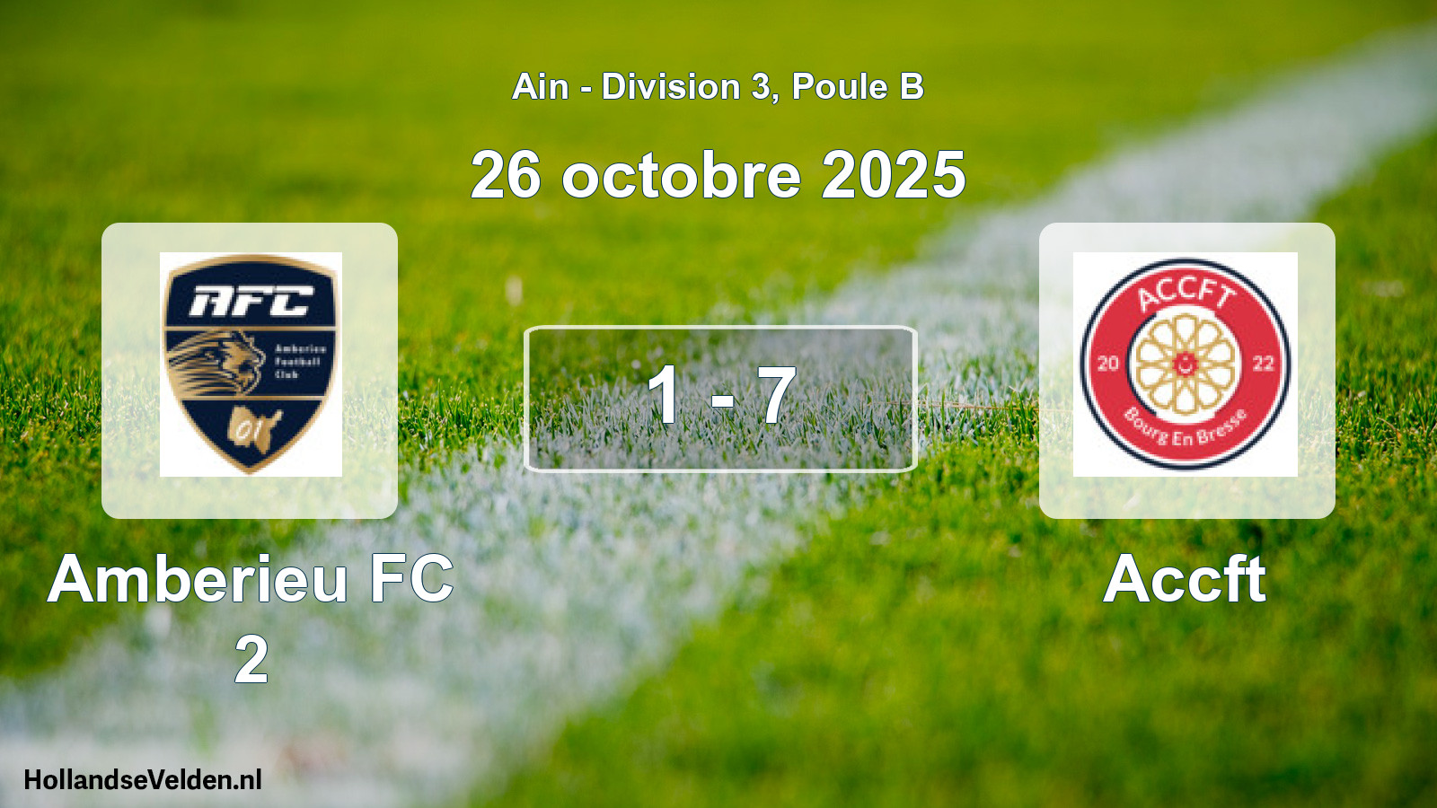 Match joué: Amberieu FC 2 - Accft 1 - 7 (26 octobre 2025)