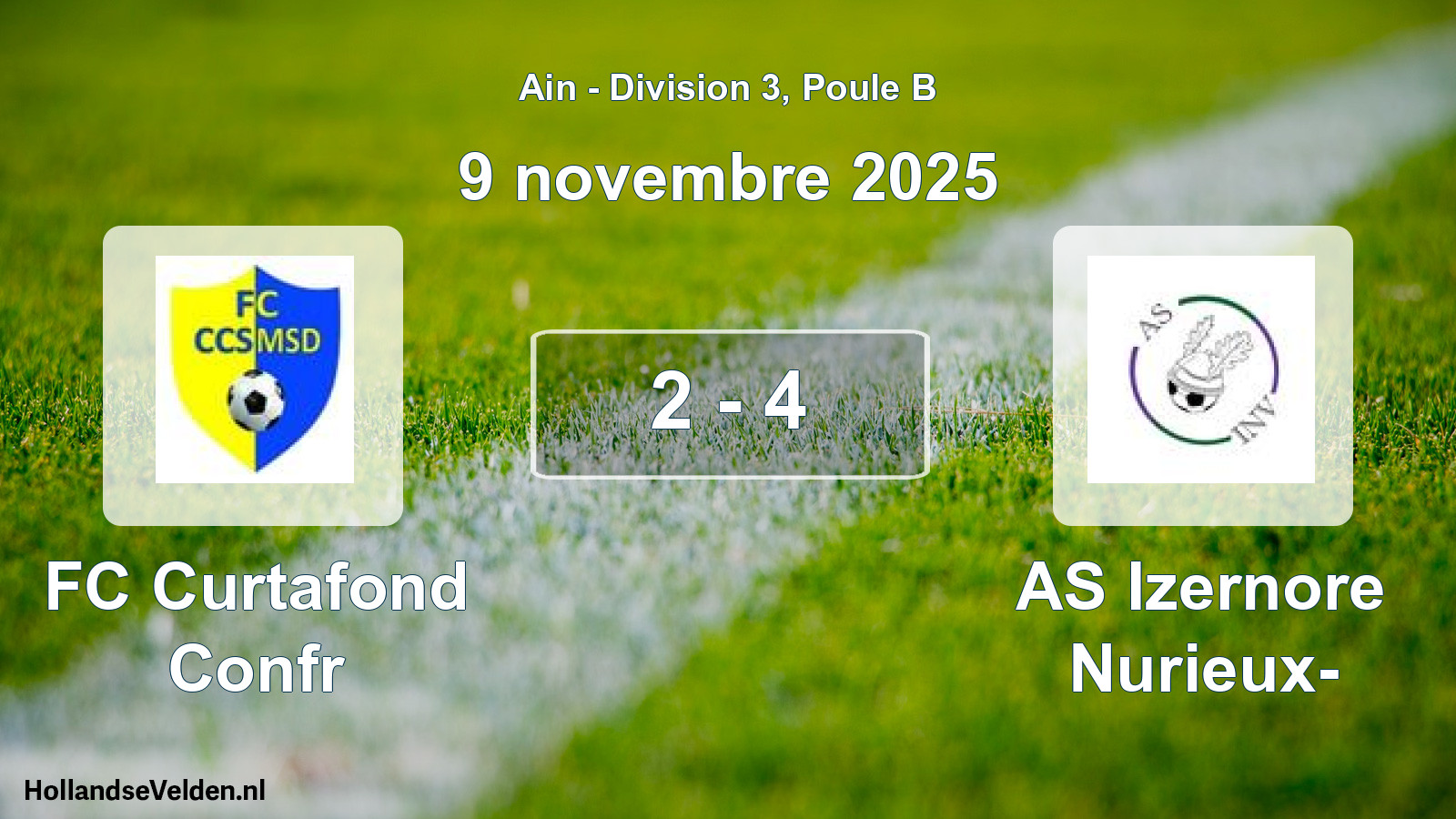 Gespeelde wedstrijd: FC Curtafond Confr - AS Izernore Nurieux- 2 - 4 (9 november 2025)