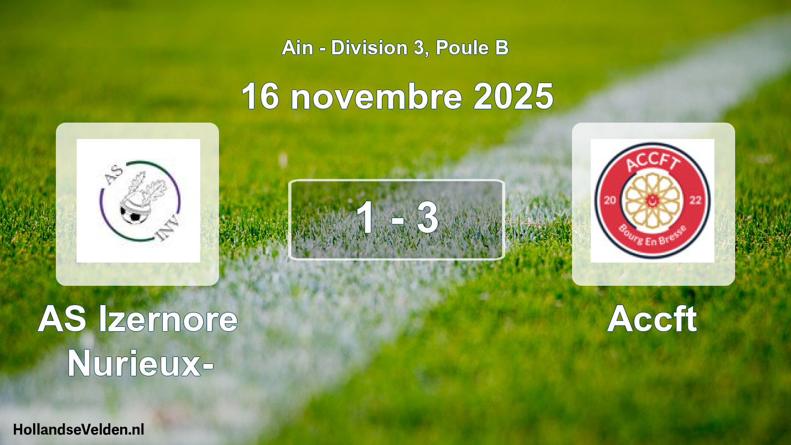 Match joué: AS Izernore Nurieux- - Accft 1 - 3 (16 novembre 2025)