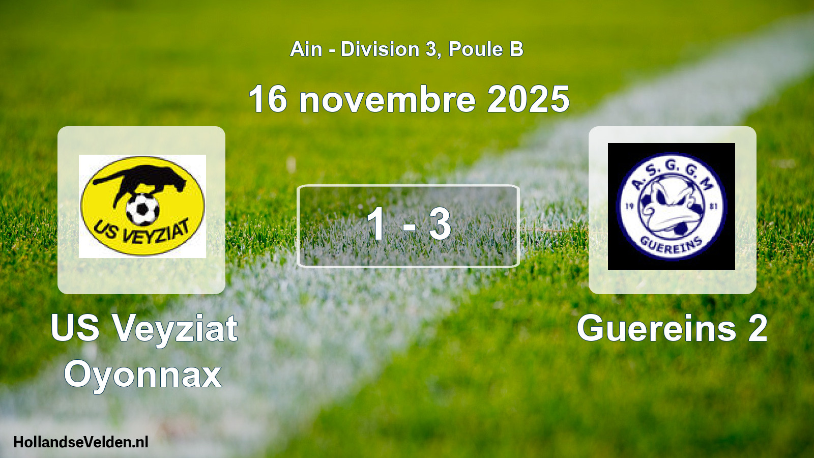 Match joué: US Veyziat Oyonnax - Guereins 2 1 - 3 (16 novembre 2025)