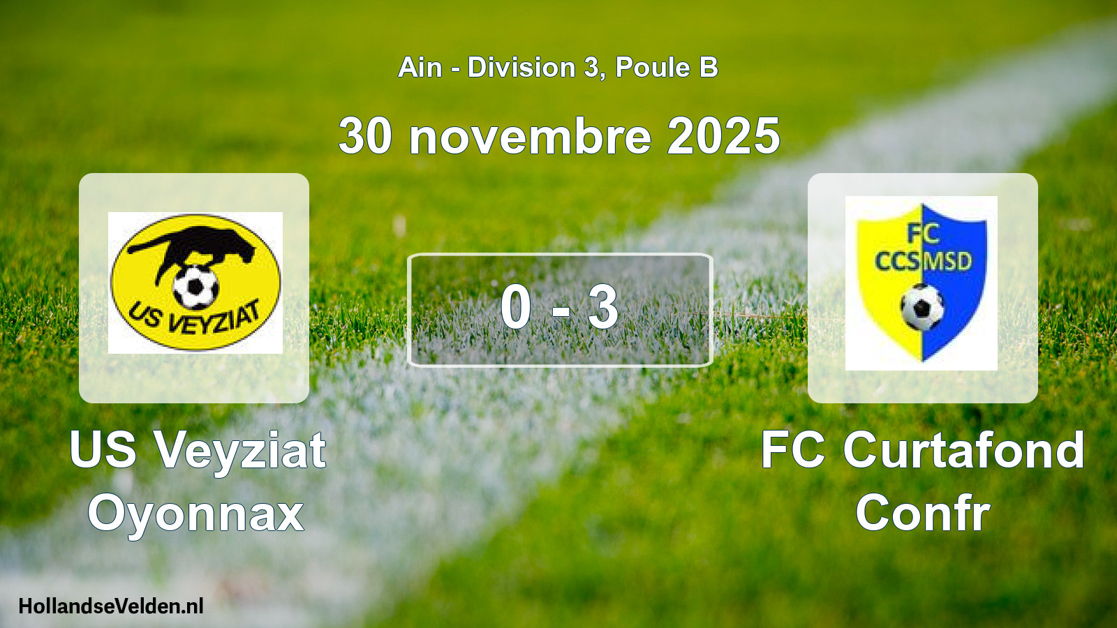 Gespeelde wedstrijd: US Veyziat Oyonnax - FC Curtafond Confr 0 - 3 (30 november 2025)