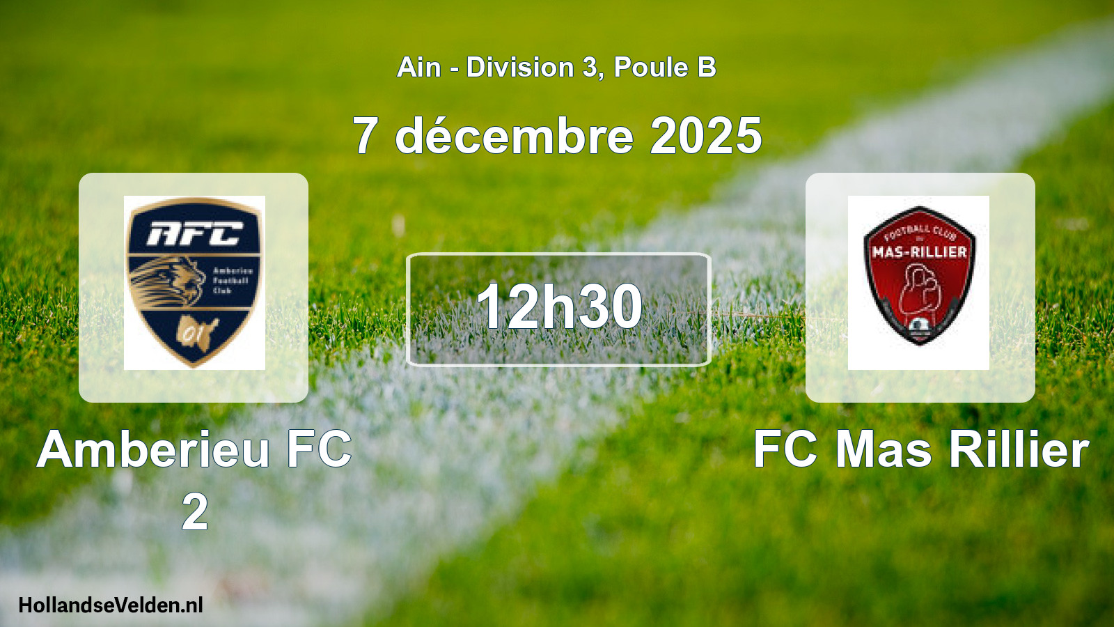 Match programmé: Amberieu FC 2 - FC Mas Rillier (7 décembre 2025)