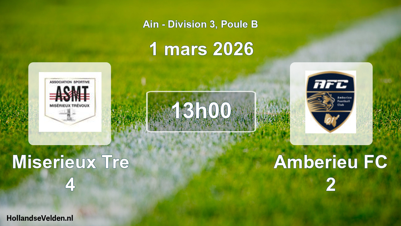 Match programmé: Miserieux Tre 4 - Amberieu FC 2 (1 mars 2026)