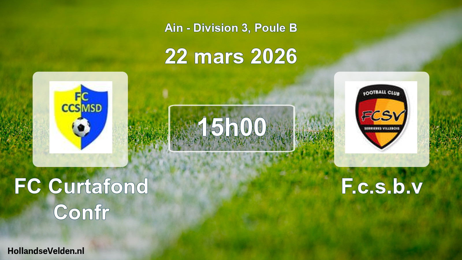 Geplande wedstrijd: FC Curtafond Confr - F.c.s.b.v (22 maart 2026)