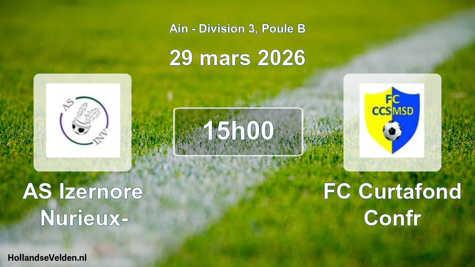 Geplande wedstrijd: AS Izernore Nurieux- - FC Curtafond Confr (29 maart 2026)