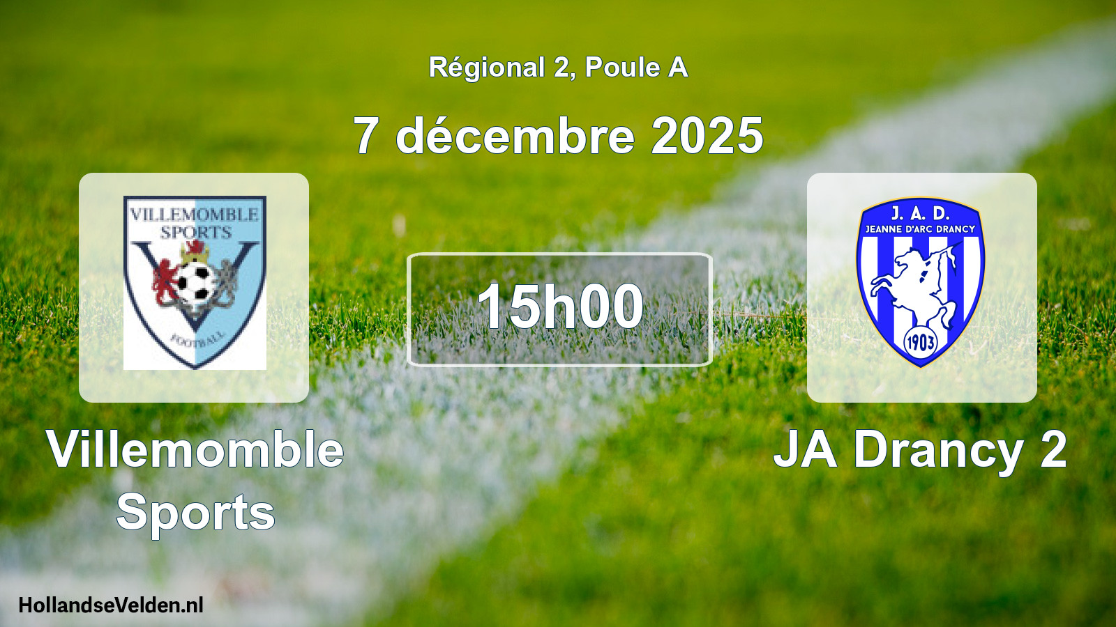 Geplande wedstrijd: Villemomble Sports - JA Drancy 2 (7 december 2025)