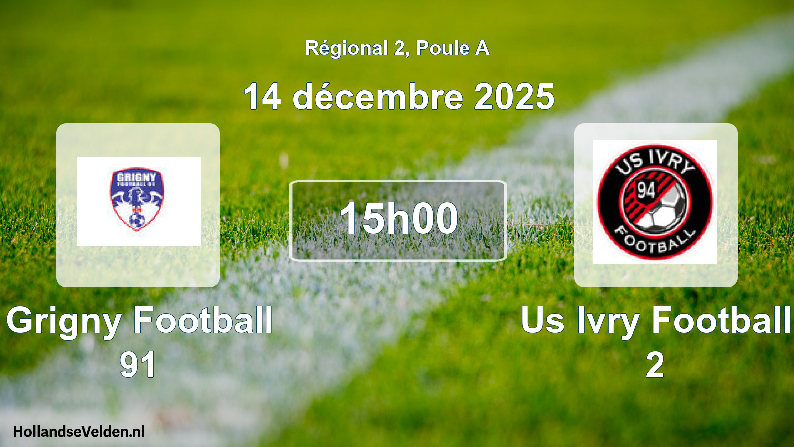 Geplande wedstrijd: Grigny Football 91 - Us Ivry Football 2 (14 décembre 2025)