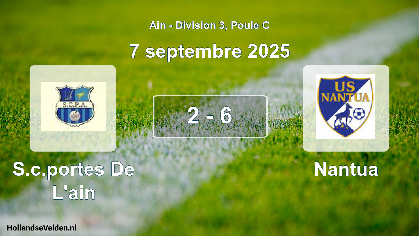 Gespeelde wedstrijd: S.c.portes De L'ain - Nantua 2 - 6 (7 september 2025)
