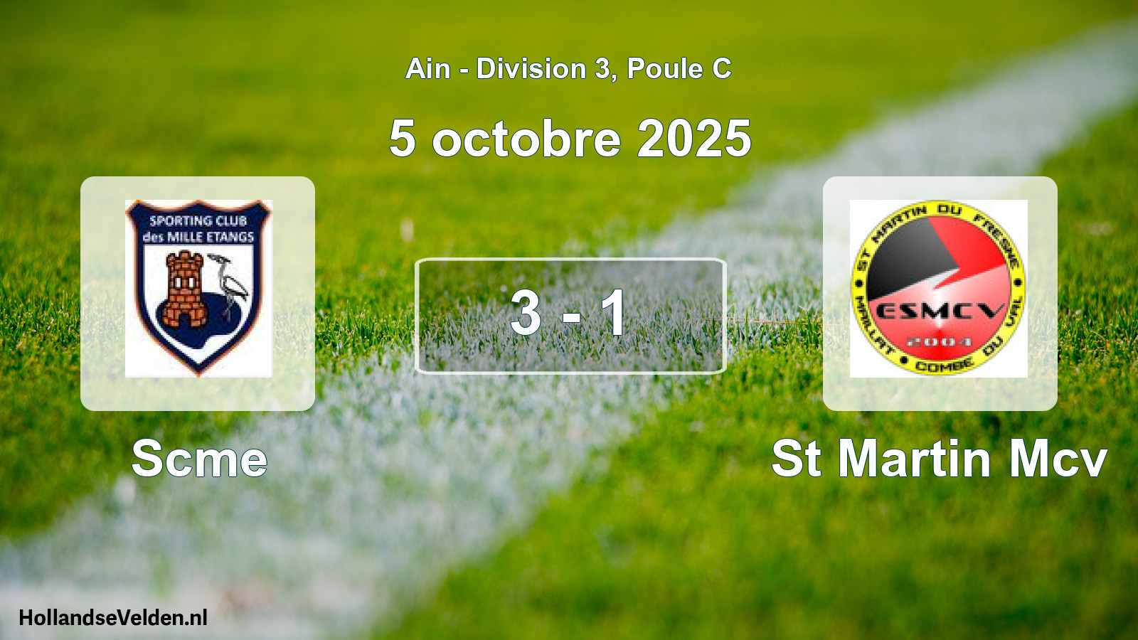 Gespeelde wedstrijd: Scme - St Martin Mcv 3 - 1 (5 oktober 2025)