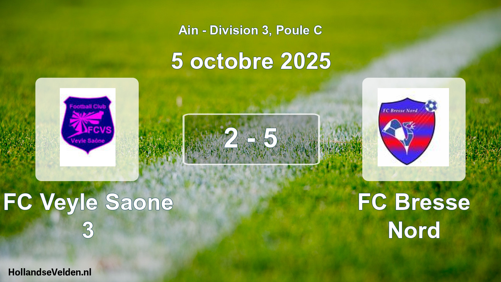 Gespeelde wedstrijd: FC Veyle Saone 3 - FC Bresse Nord 2 - 5 (5 oktober 2025)