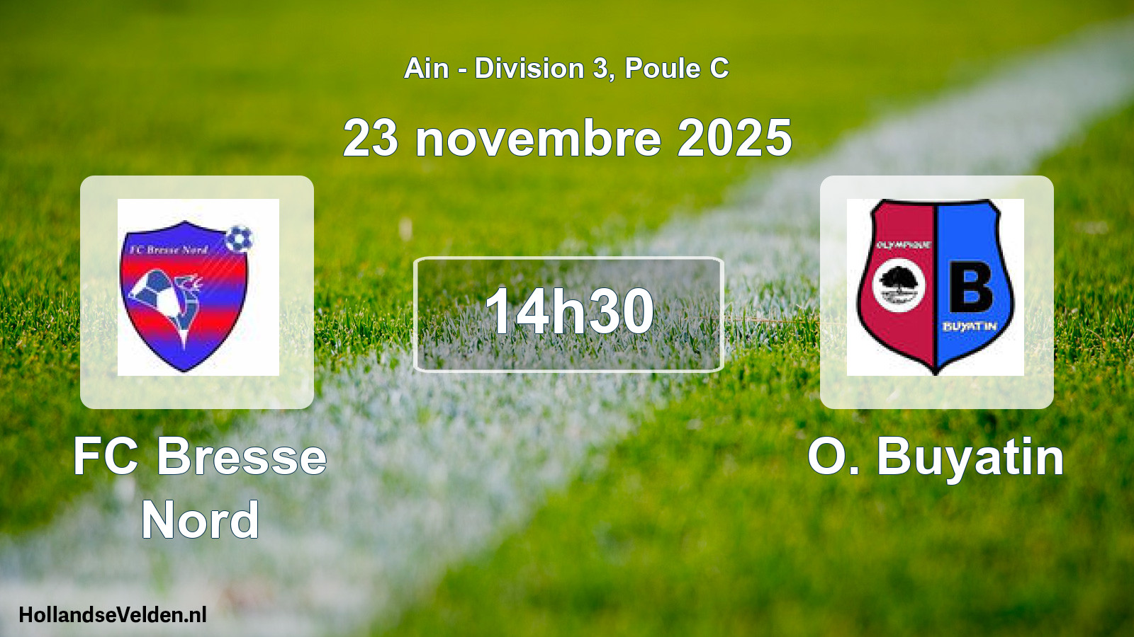 Match programmé: FC Bresse Nord - O. Buyatin (23 novembre 2025)