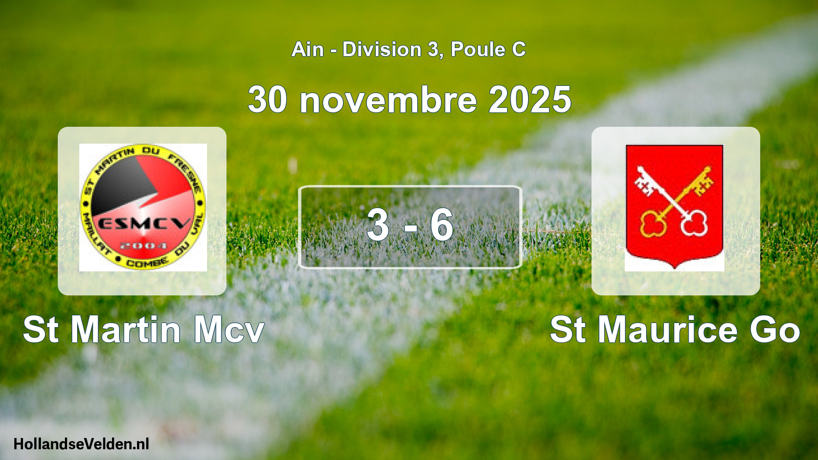 Match joué: St Martin Mcv - St Maurice Go 3 - 6 (30 novembre 2025)