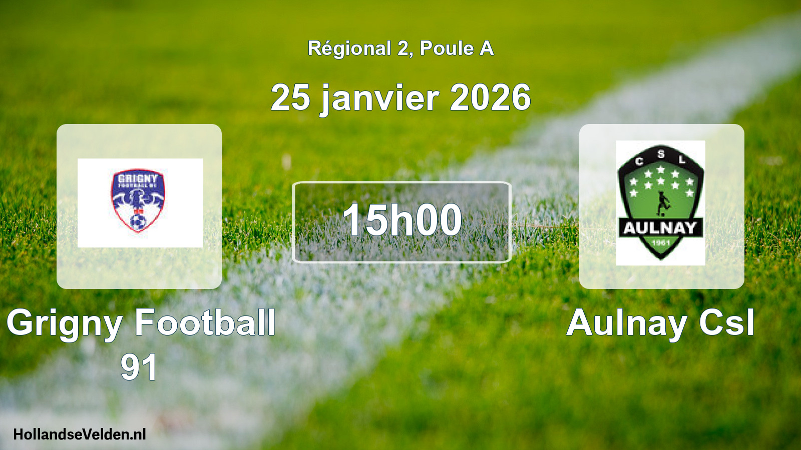 Geplande wedstrijd: Grigny Football 91 - Aulnay Csl (25 janvier 2026)