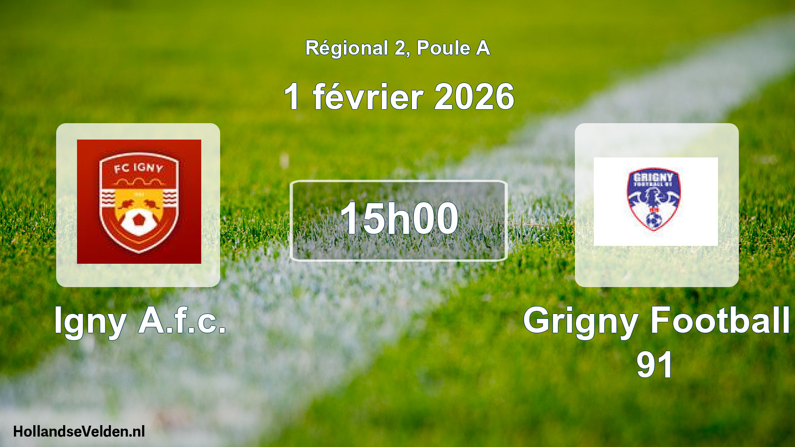 Scheduled Match: Igny A.f.c. - Grigny Football 91 (1 February 2026)