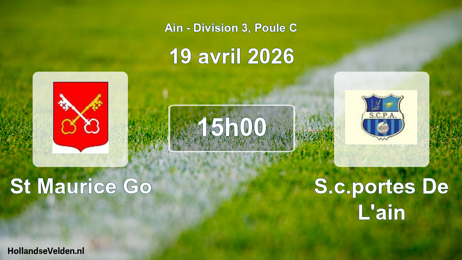 Geplande wedstrijd: St Maurice Go - S.c.portes De L'ain (19 april 2026)