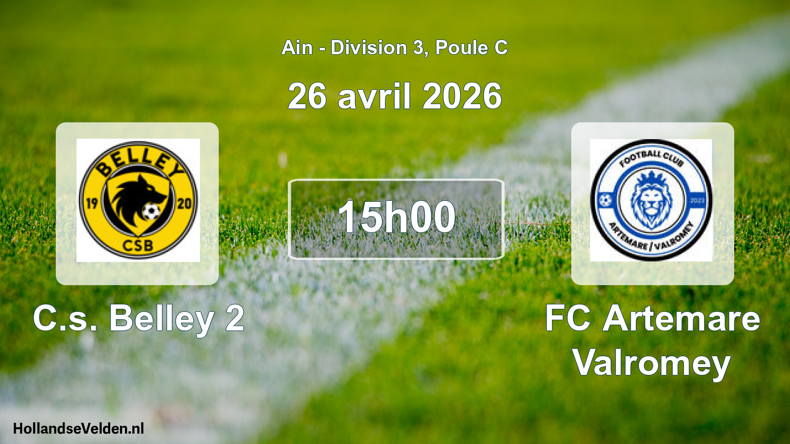 Match programmé: C.s. Belley 2 - FC Artemare Valromey (26 avril 2026)