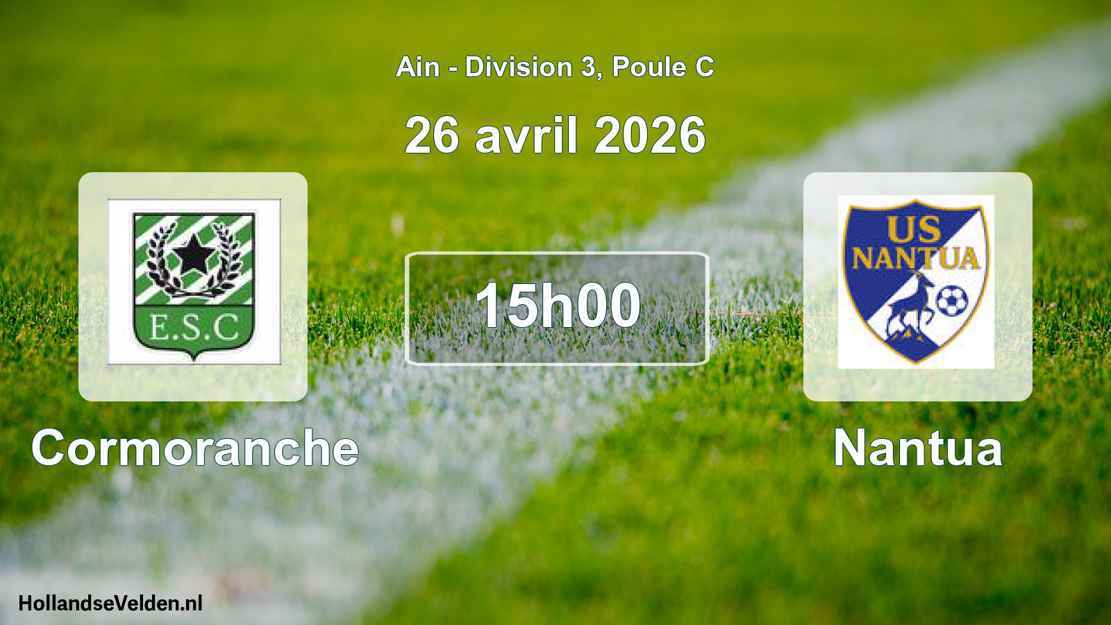 Match programmé: Cormoranche - Nantua (26 avril 2026)