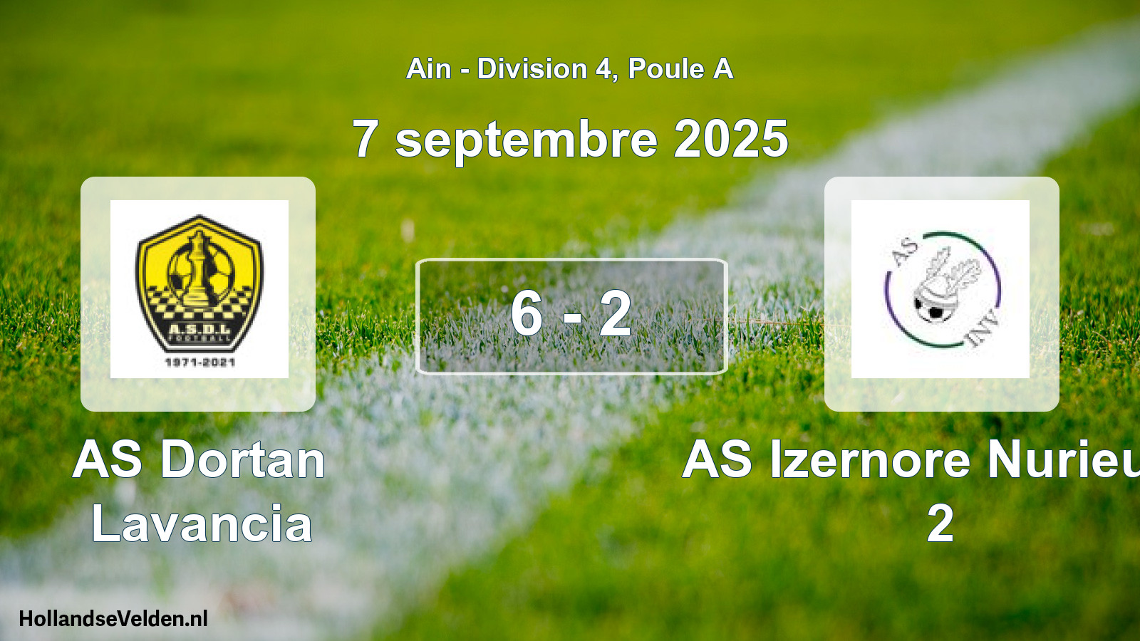 Gespeelde wedstrijd: AS Dortan Lavancia - AS Izernore Nurieux- 2 6 - 2 (7 september 2025)
