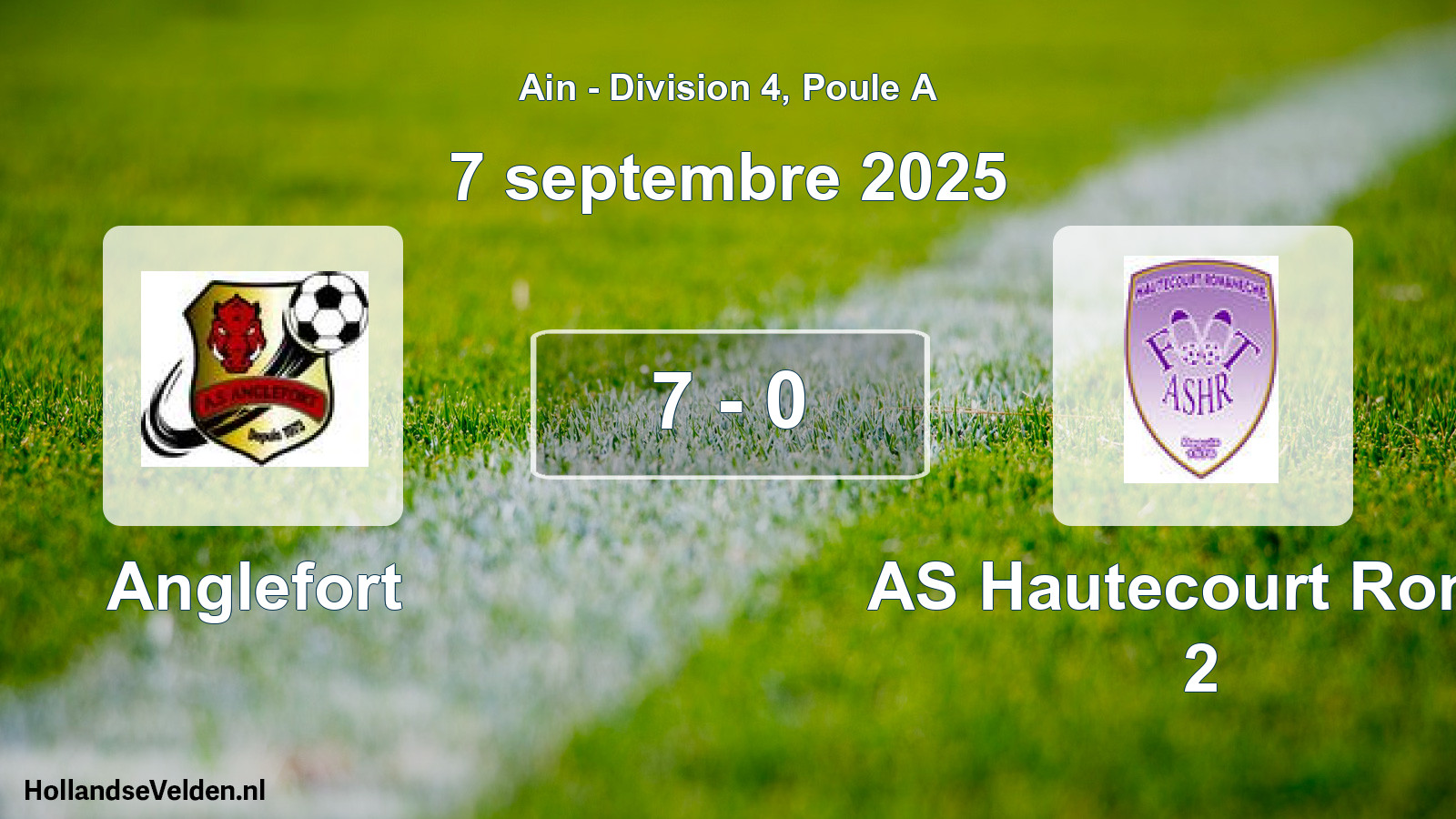 Match joué: Anglefort - AS Hautecourt Roma 2 7 - 0 (7 septembre 2025)