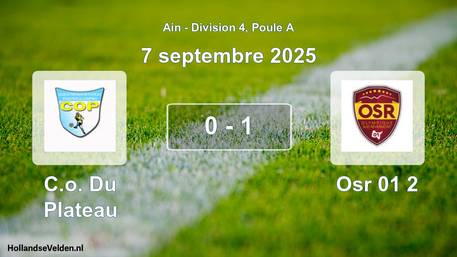 Match joué: C.o. Du Plateau - Osr 01 2 0 - 1 (7 septembre 2025)