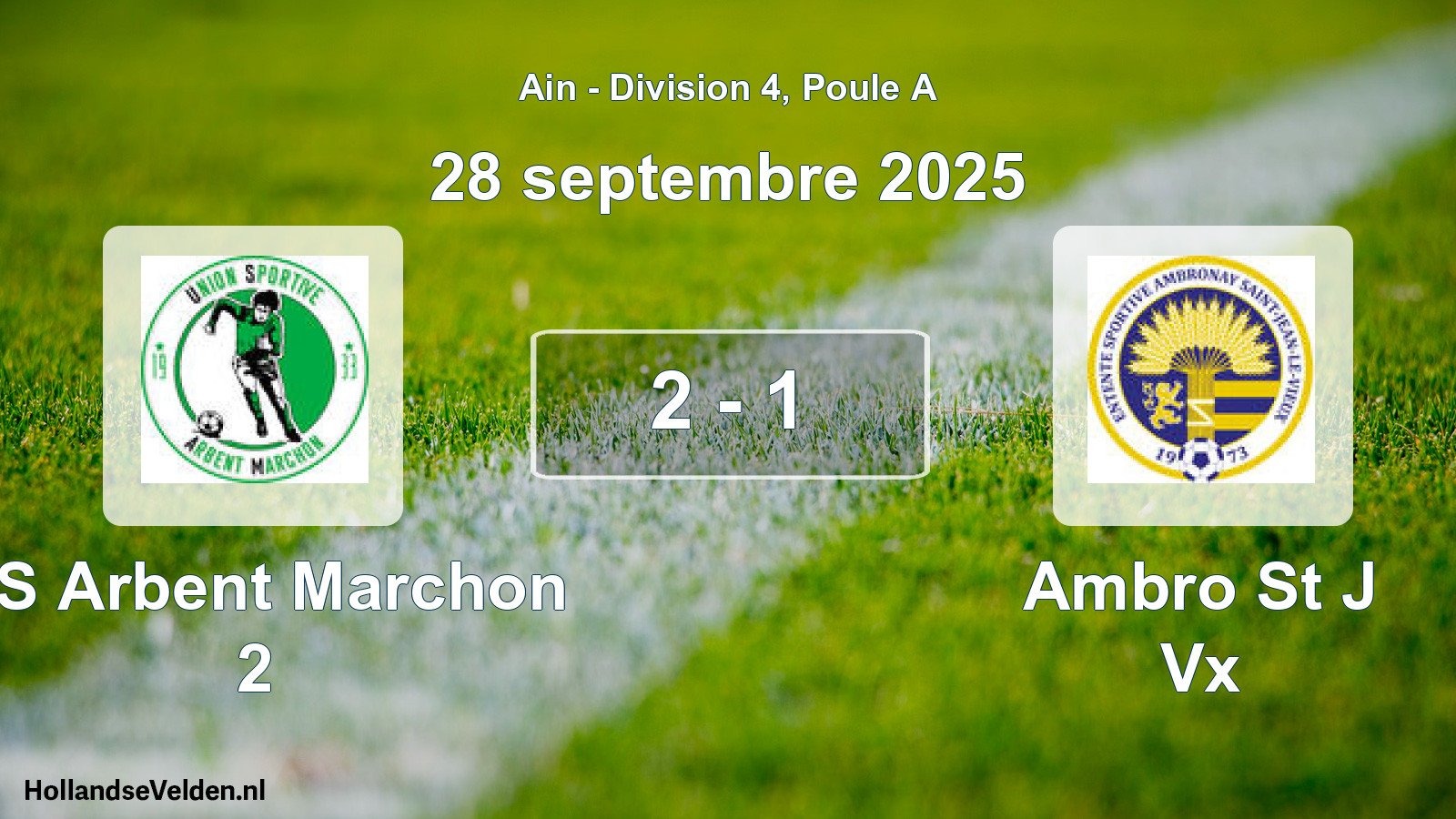 Gespeelde wedstrijd: US Arbent Marchon 2 - Ambro St J Vx 2 - 1 (28 september 2025)
