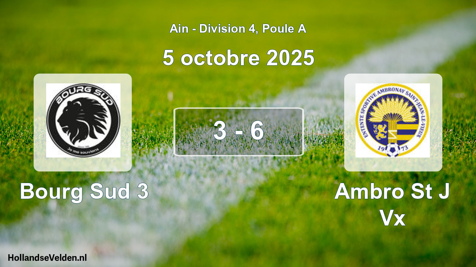 Match joué: Bourg Sud 3 - Ambro St J Vx 3 - 6 (5 octobre 2025)