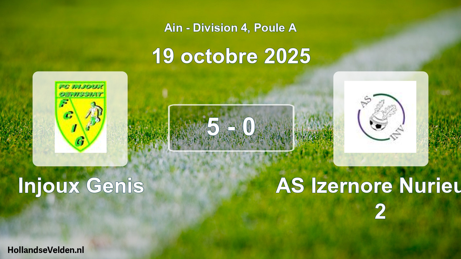 Gespeelde wedstrijd: Injoux Genis - AS Izernore Nurieux- 2 5 - 0 (19 oktober 2025)