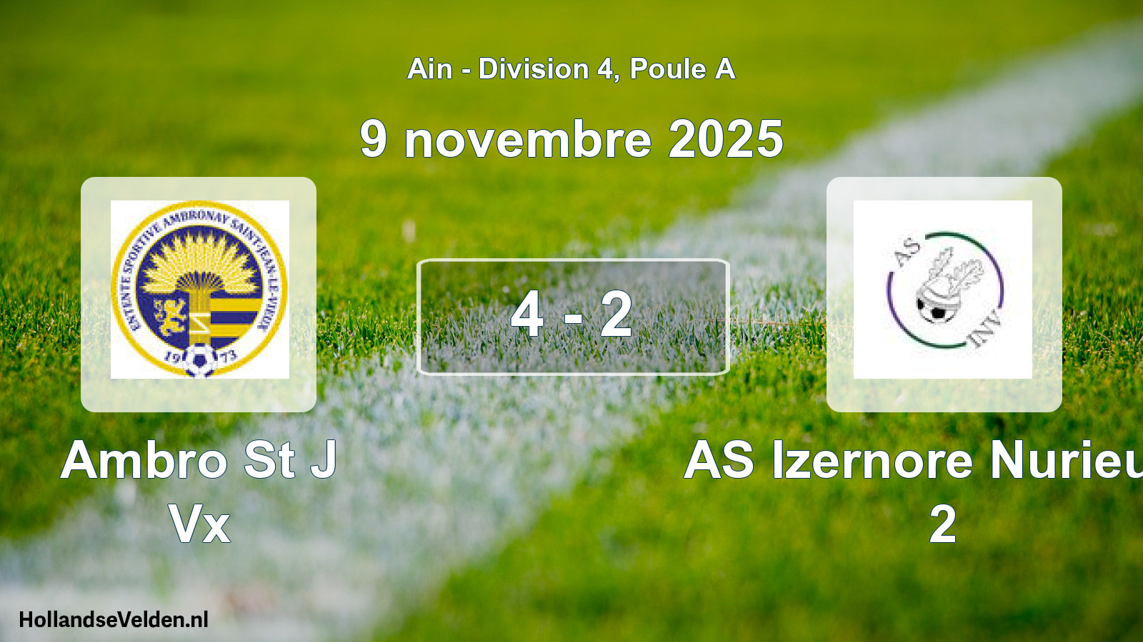 Gespeelde wedstrijd: Ambro St J Vx - AS Izernore Nurieux- 2 4 - 2 (9 november 2025)