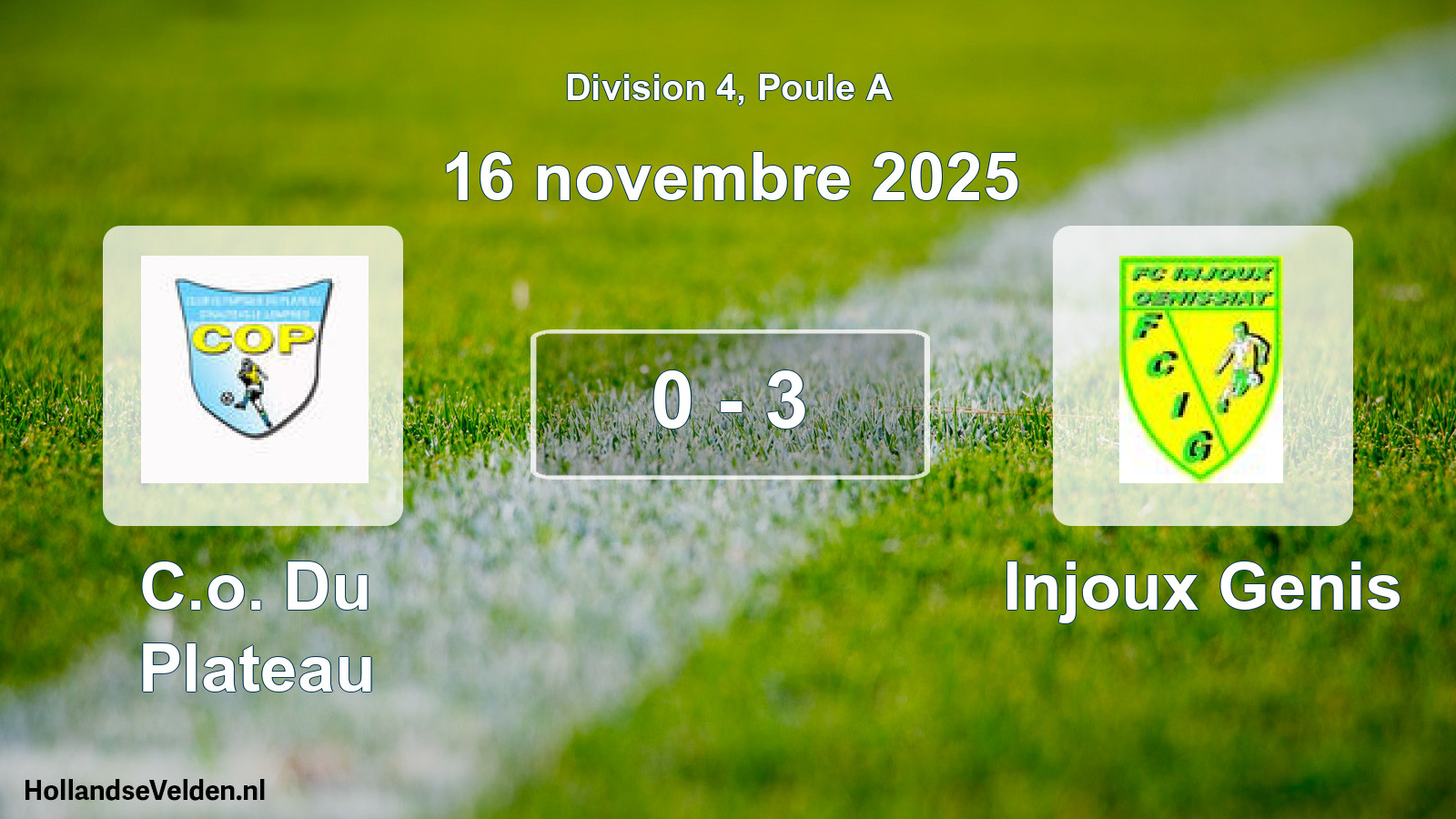 Match joué: C.o. Du Plateau - Injoux Genis 0 - 3 (16 novembre 2025)