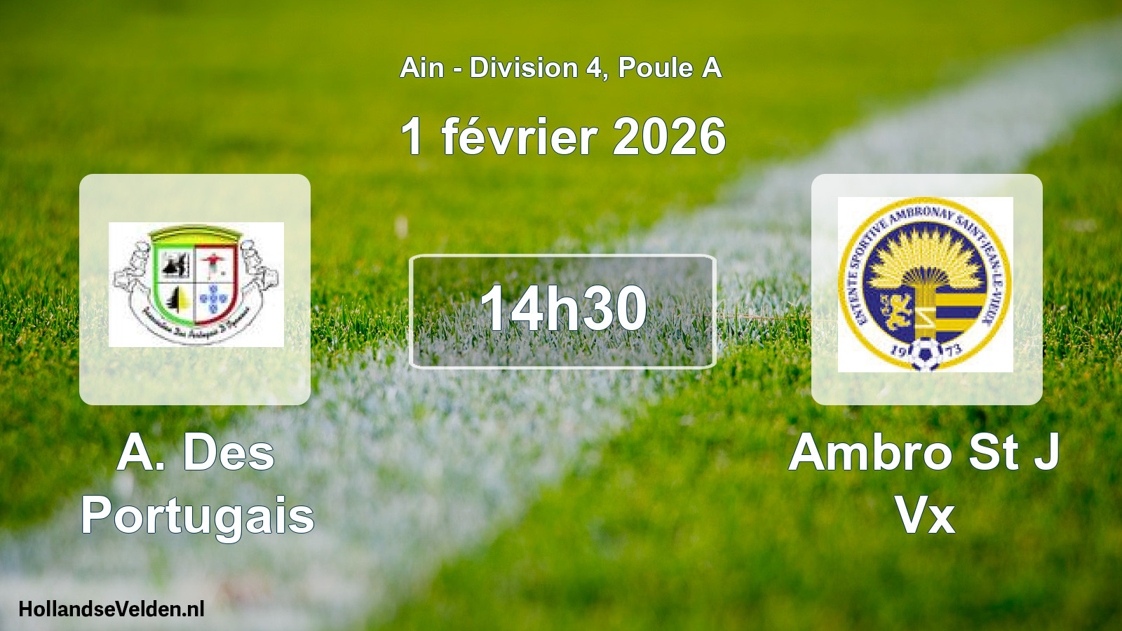 Match programmé: A. Des Portugais - Ambro St J Vx (1 février 2026)
