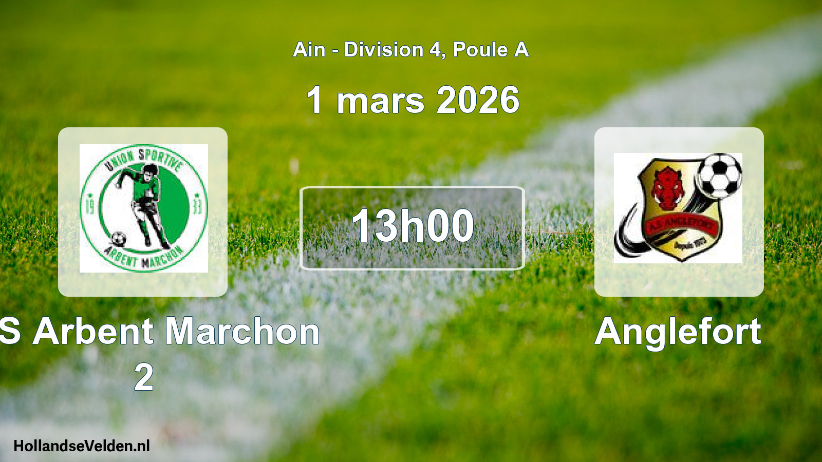 Geplande wedstrijd: US Arbent Marchon 2 - Anglefort (1 maart 2026)