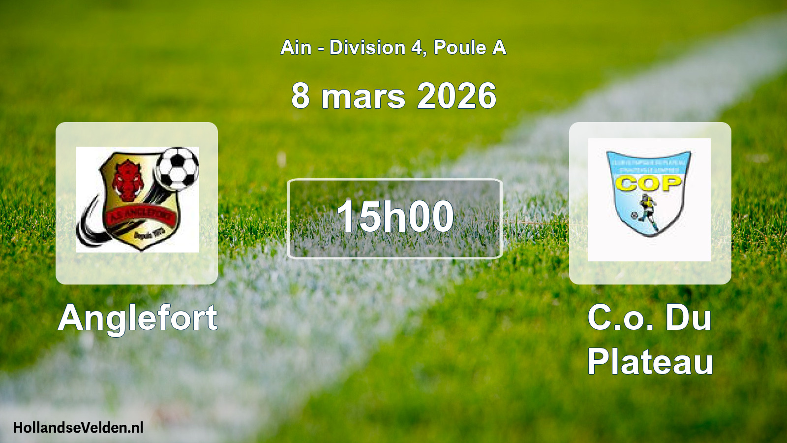Match programmé: Anglefort - C.o. Du Plateau (8 mars 2026)