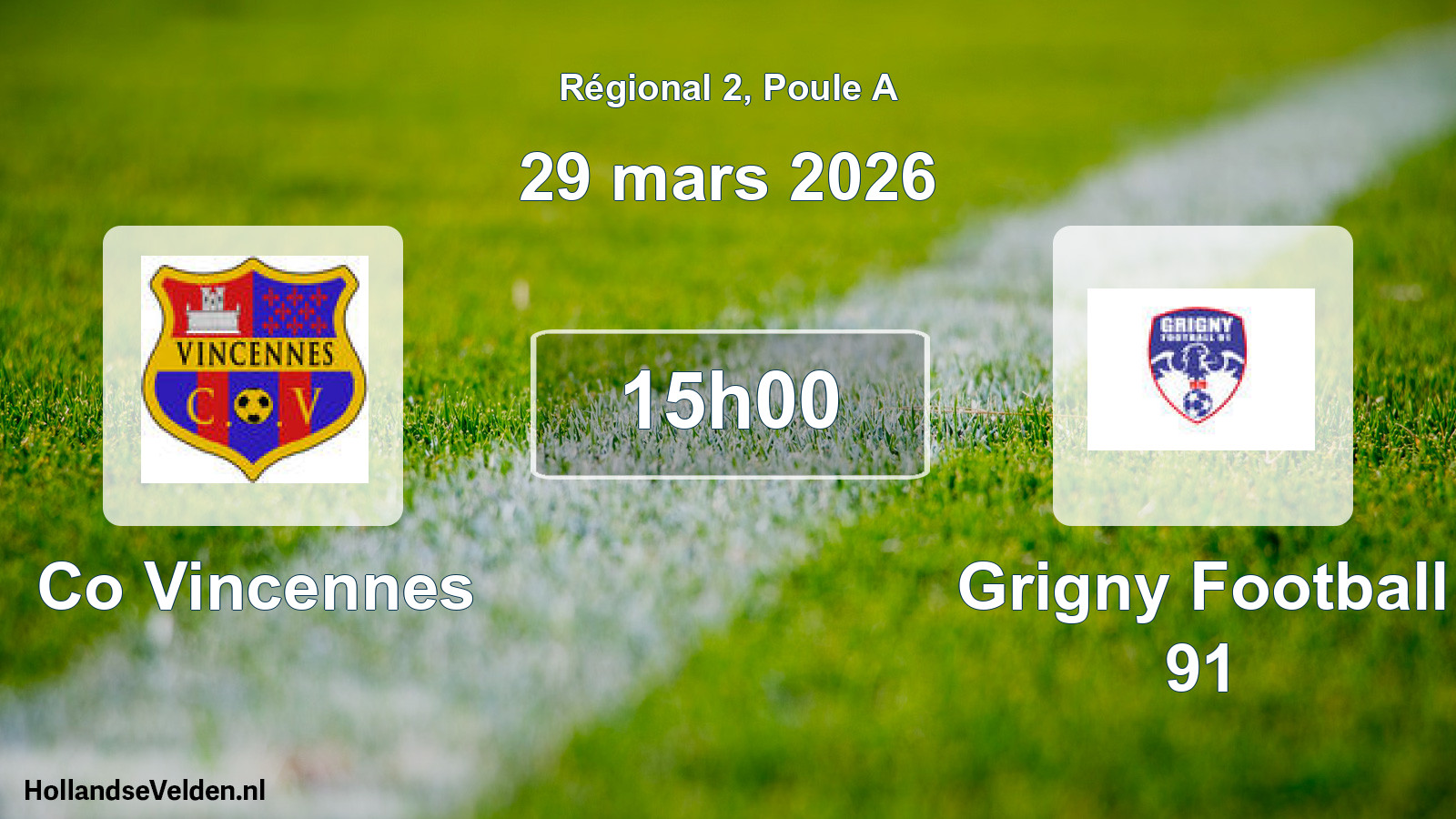 Scheduled Match: Co Vincennes - Grigny Football 91 (29 March 2026)